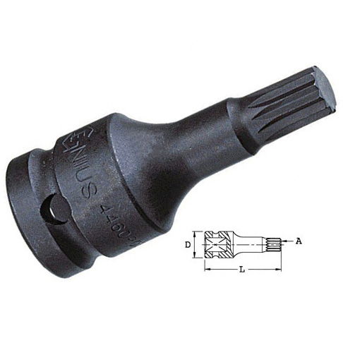 Genius Tools 4476T05 1/2"-os gépi dugókulcs fej, 12-szögű torx, M05 termék fő termékképe