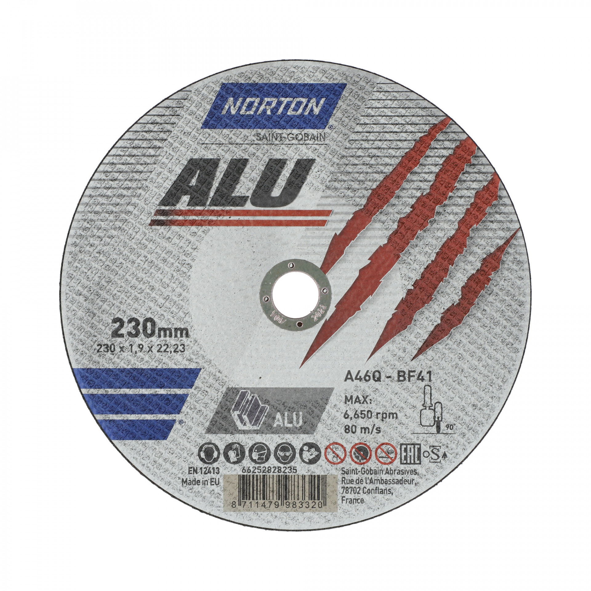 Norton Alumínium vágókorong 230x1,9x22,23mm A46Q, 25 db/csomag termék fő termékképe