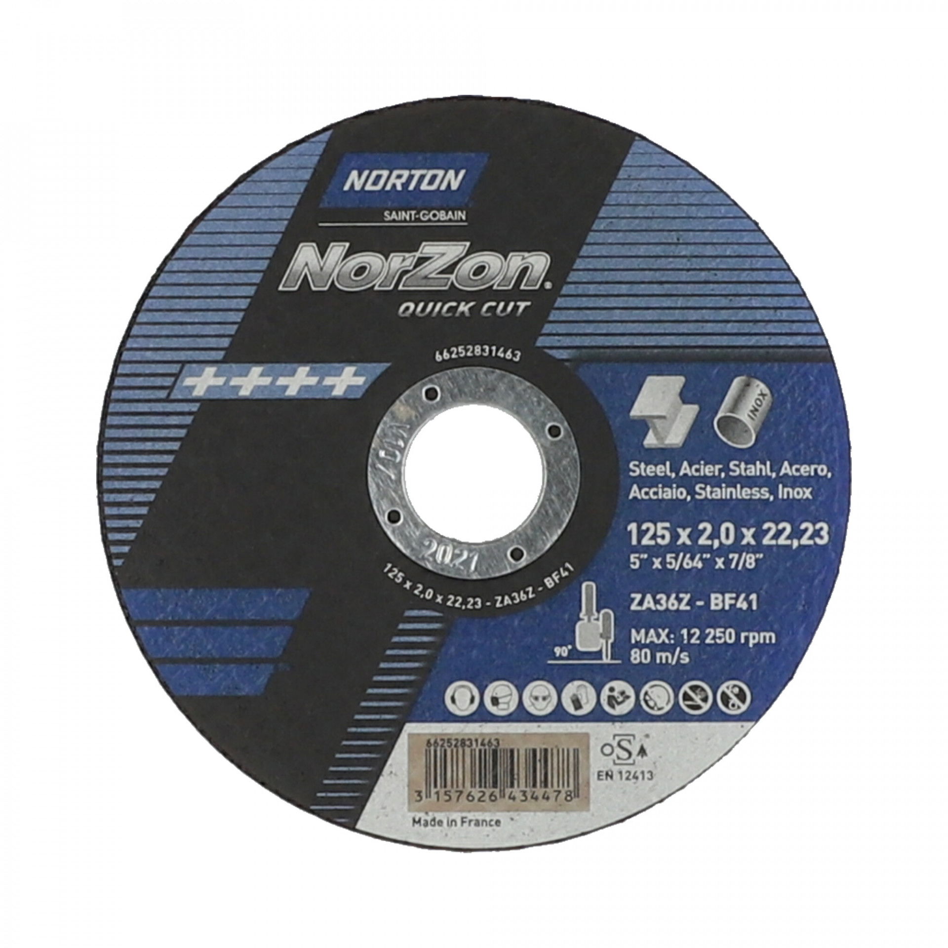 Norton Norzon Quick Cut vágókorong 125x2,0x22,23 mm ZA36Z, 25 db/csomag termék fő termékképe