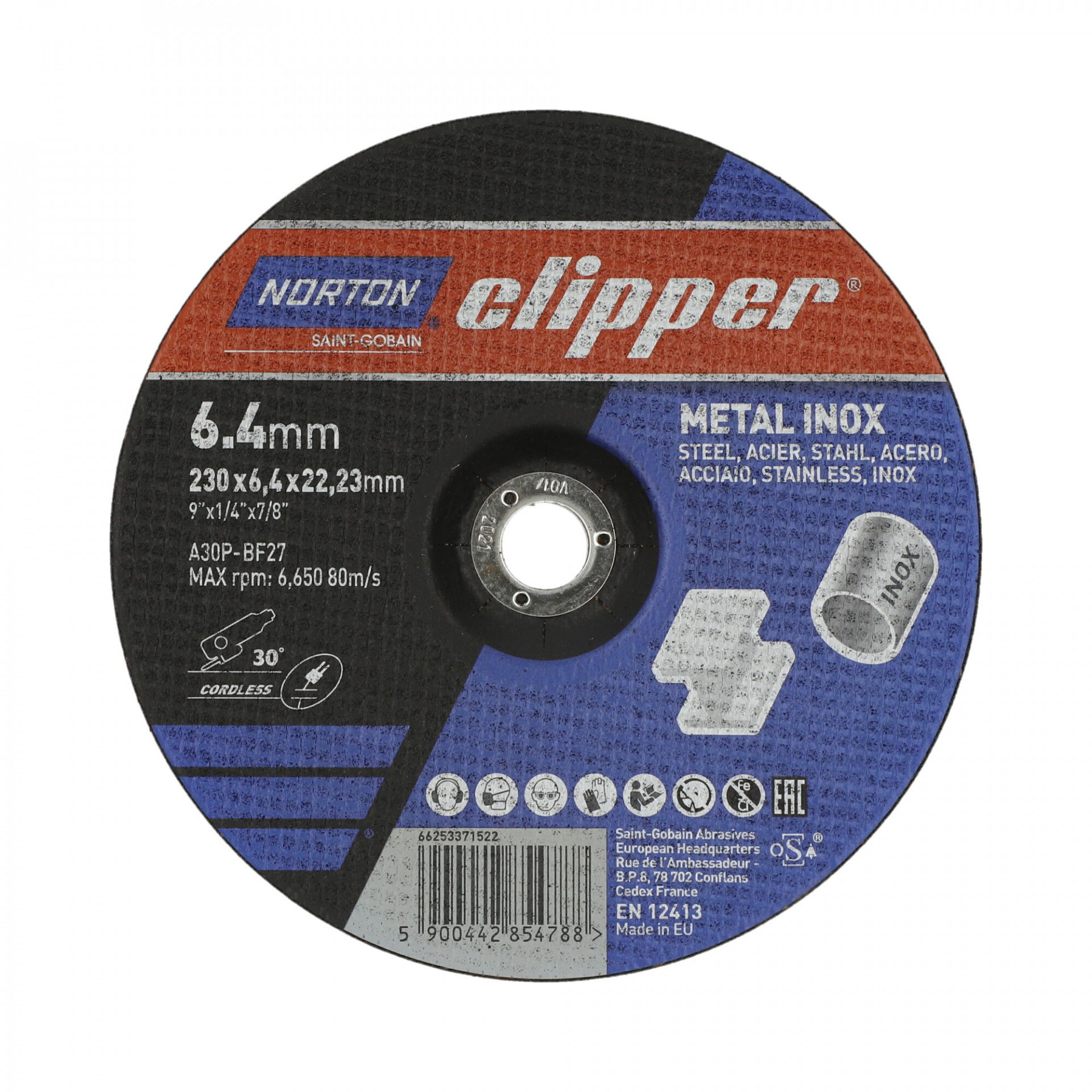 Norton Clipper fém-inox tisztítókorong 230x6,4x23,23mm, 2000 db/csomag termék fő termékképe