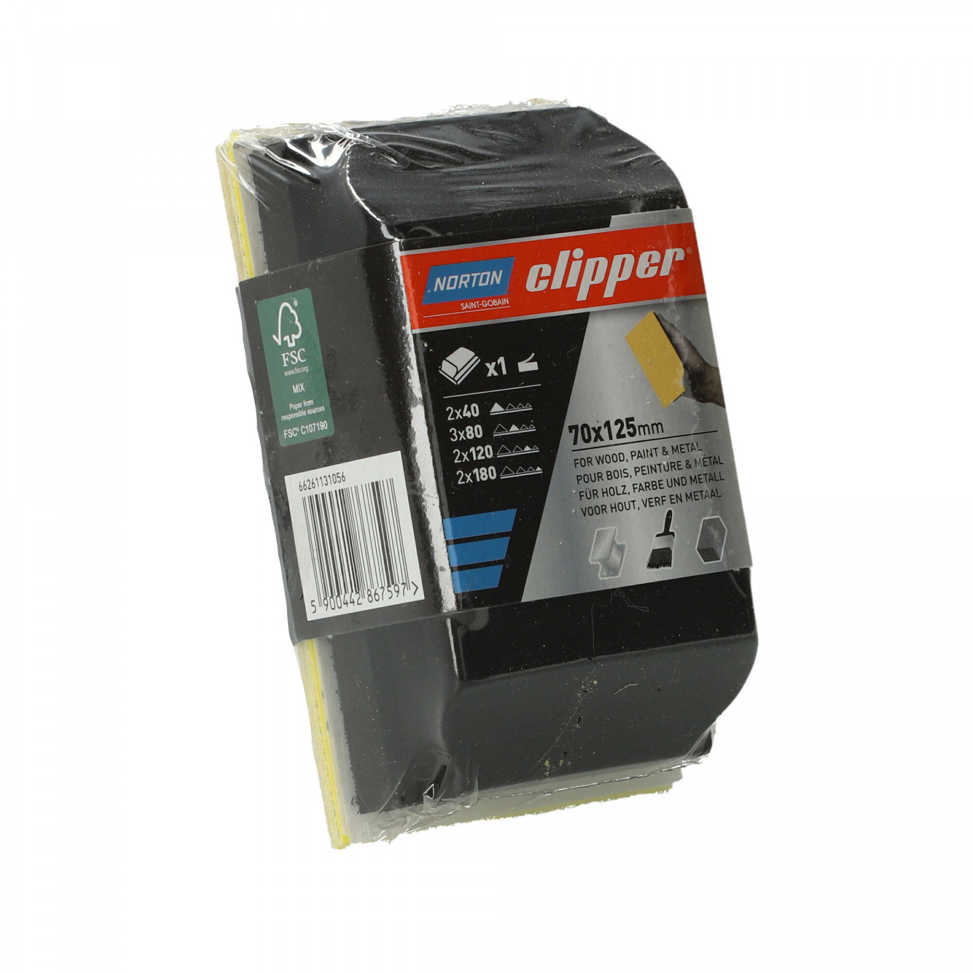 Norton Clipper G131F csiszolóív+gyalu készlet 70x125mm 9+1 db, 5 készlet/csomag termék fő termékképe