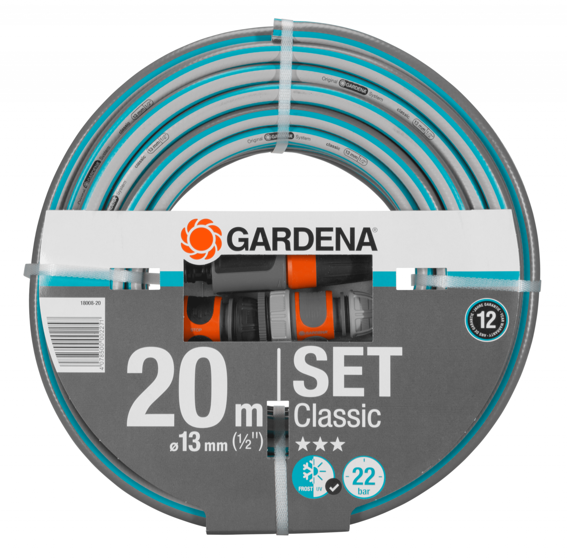 Gardena Classic tömlő, 13 mm (1/2"), 22 bar, 20 m/tekercs (rendszerelemekkel) termék fő termékképe